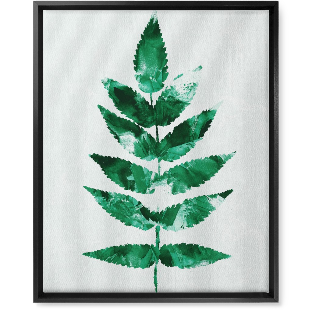 Botanical Leaf Wall Art, Black, Single piece, Canvas, 16x20, Green