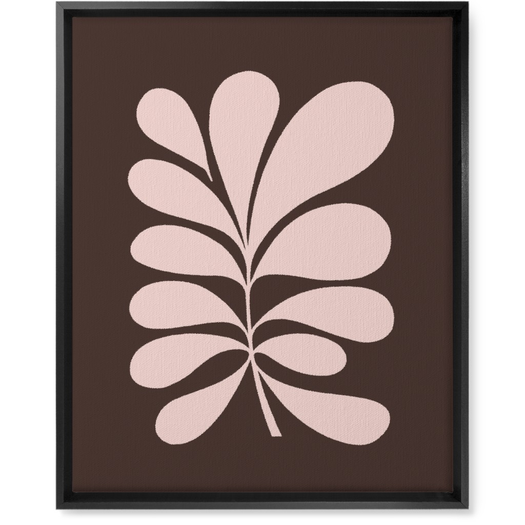 Minimal Foliage - Brown and Pink Wall Art, Black, Single piece, Canvas, 16x20, Brown