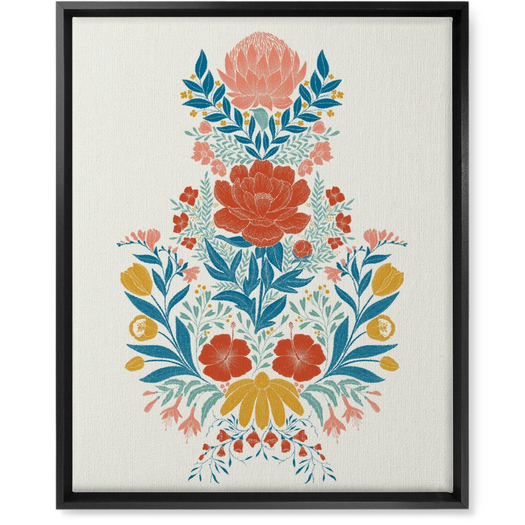 Garden Flower Wall Art, Black, Single piece, Canvas, 16x20, Multicolor, White
