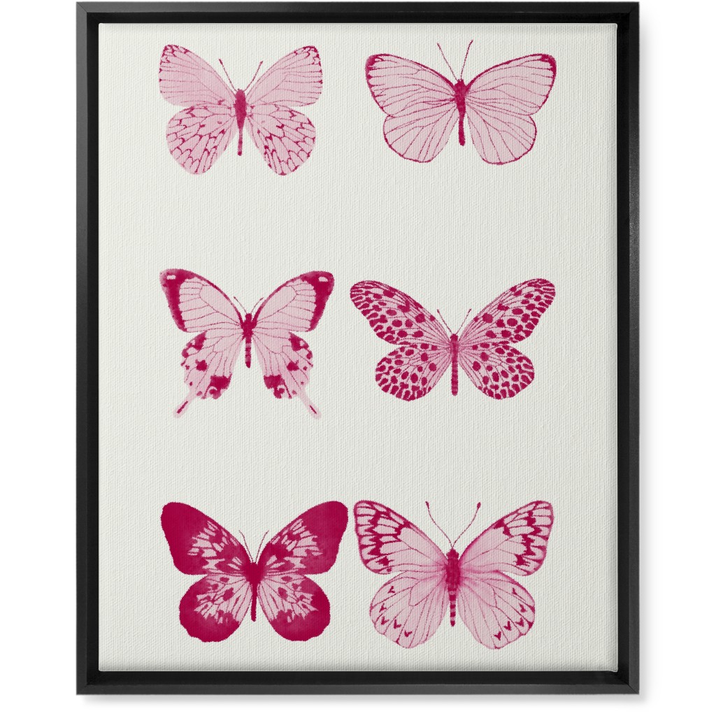 Butterflies Pairs Wall Art, Black, Single piece, Canvas, 16x20, Pink, Hot Pink