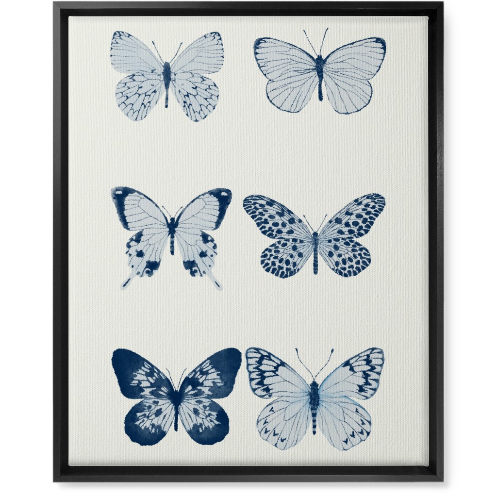 Butterflies Pairs Wall Art, Black, Single piece, Canvas, 16x20, Blue