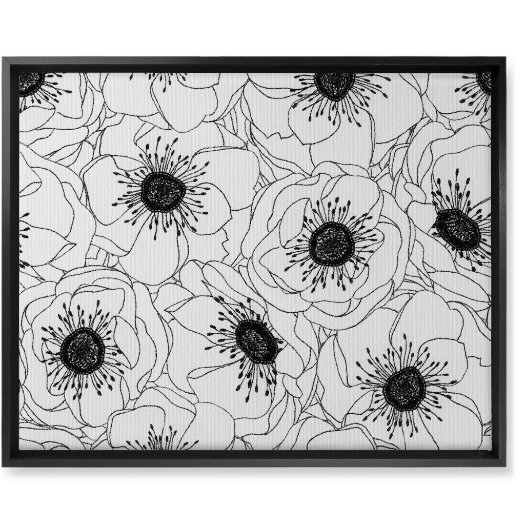 White Anemones - Neutral Wall Art, Black, Single piece, Canvas, 16x20, White, White