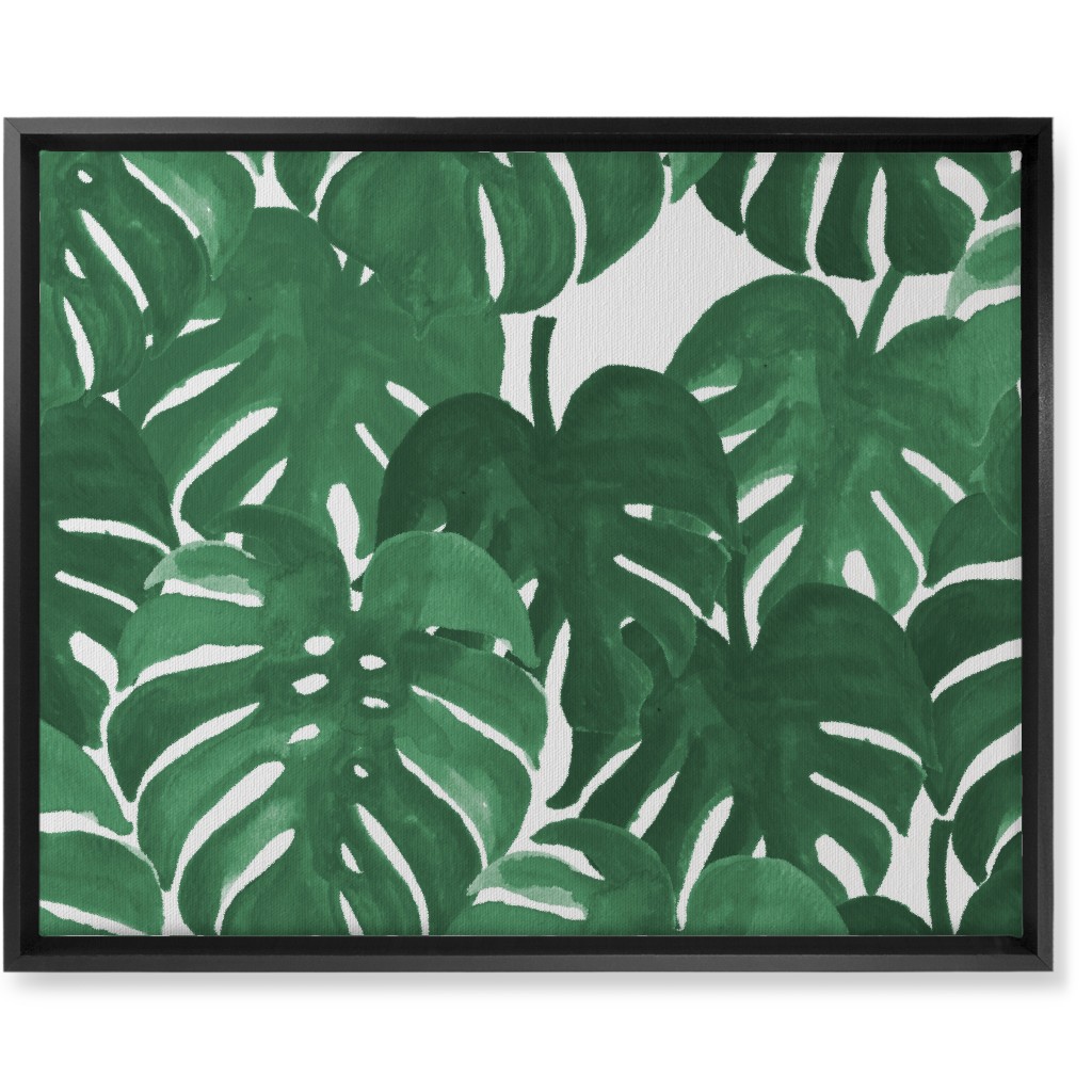 Tropical Palms - Green Wall Art, Black, Single piece, Canvas, 16x20, Green