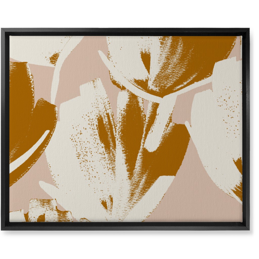 Flowers - Mustard Wall Art, Black, Single piece, Canvas, 16x20, Pink, Bright Pink