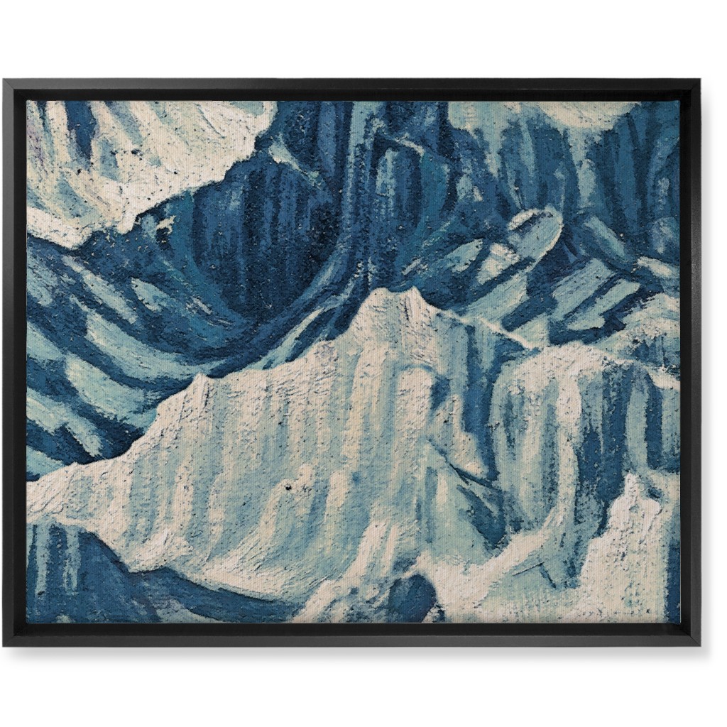 Vintage Snowy Mountains - Blue Wall Art, Black, Single piece, Canvas, 16x20, Blue, True Blue