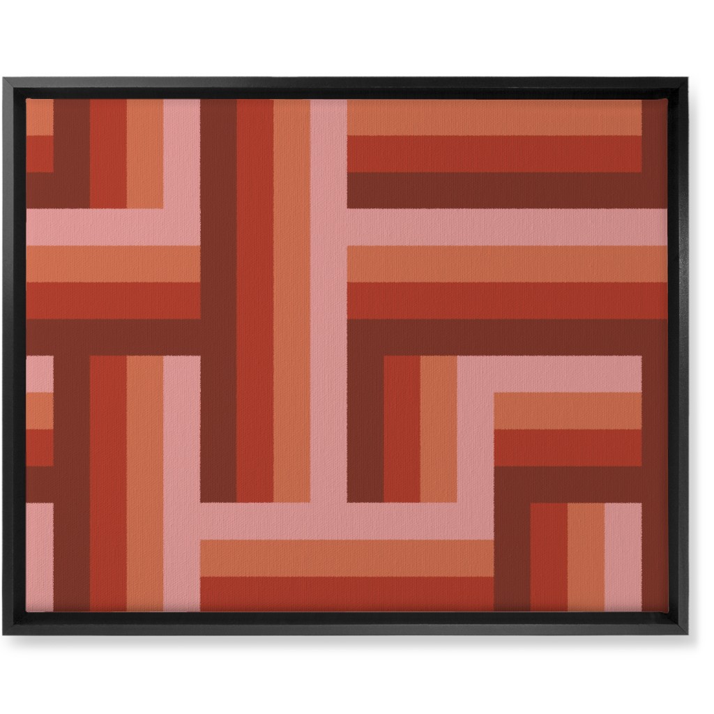 Retro Lattice - Mauve Multi Wall Art, Black, Single piece, Canvas, 16x20, Red, Red