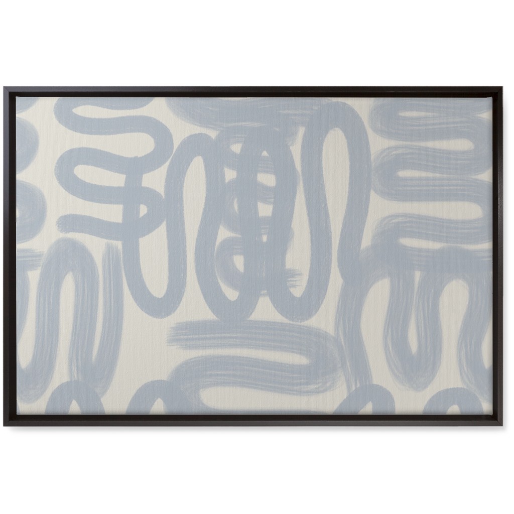 Squiggle - Blue and Cream Wall Art, Black, Single piece, Canvas, 20x30, Blue