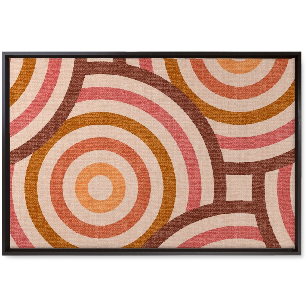 Retro Circles - Warm Wall Art, Black, Single piece, Canvas, 20x30, Pink, Bright Pink