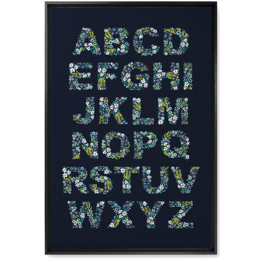 Rustic Wildflower Alphabet Wall Art, Black, Single piece, Canvas, 20x30, Black