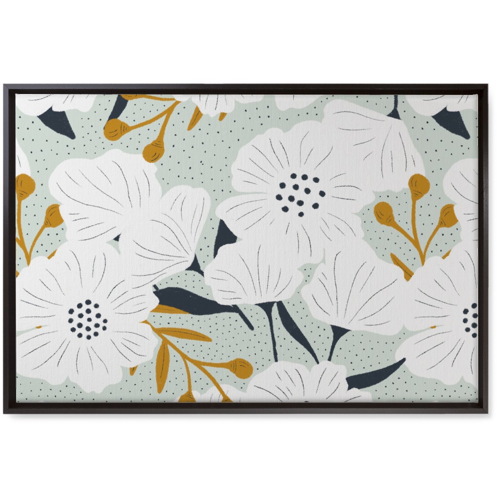 Beulah - Pale Blue Wall Art, Black, Single piece, Canvas, 20x30, Blue, True Blue