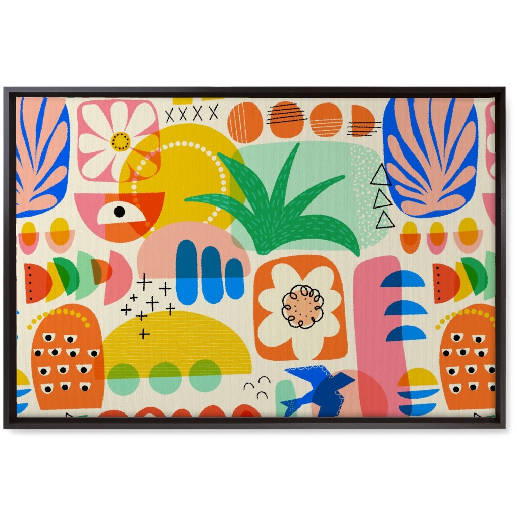 Abstract Shapes Collage - Multi Wall Art, Black, Single piece, Canvas, 20x30, Multicolor