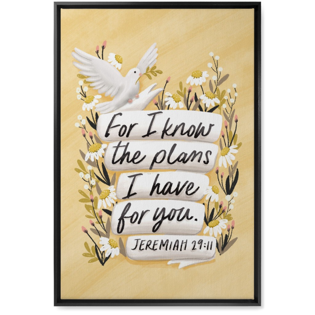 for I Know the Plans I Have for You - Yellow Wall Art, Black, Single piece, Canvas, 20x30, Yellow