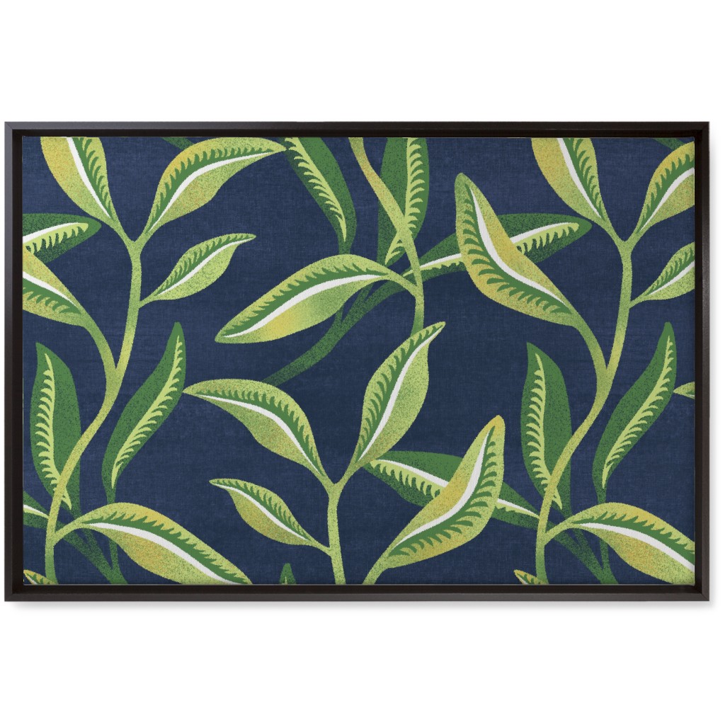 Leafy Vines - Green Wall Art, Black, Single piece, Canvas, 20x30, Green