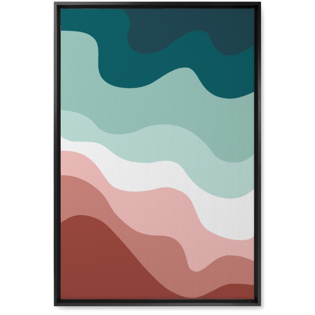 Retro Abstract Waves Wall Art, Black, Single piece, Canvas, 20x30, Multicolor