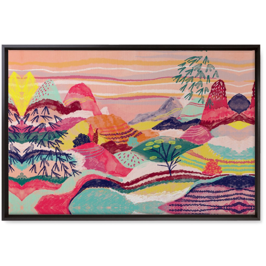 Dreamy Hills Abstract - Vibrant Wall Art, Black, Single piece, Canvas, 20x30, Multicolor
