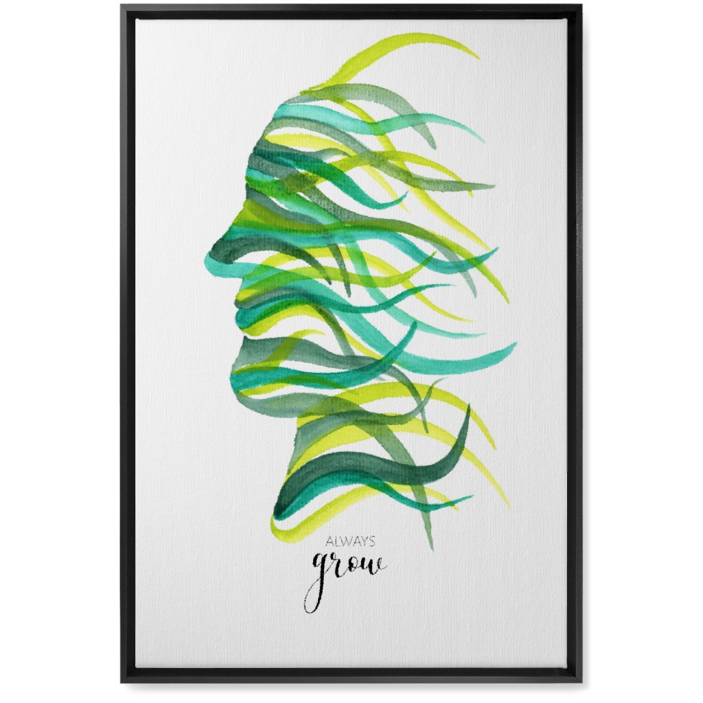 Always Grow - Green Wall Art, Black, Single piece, Canvas, 20x30, Green