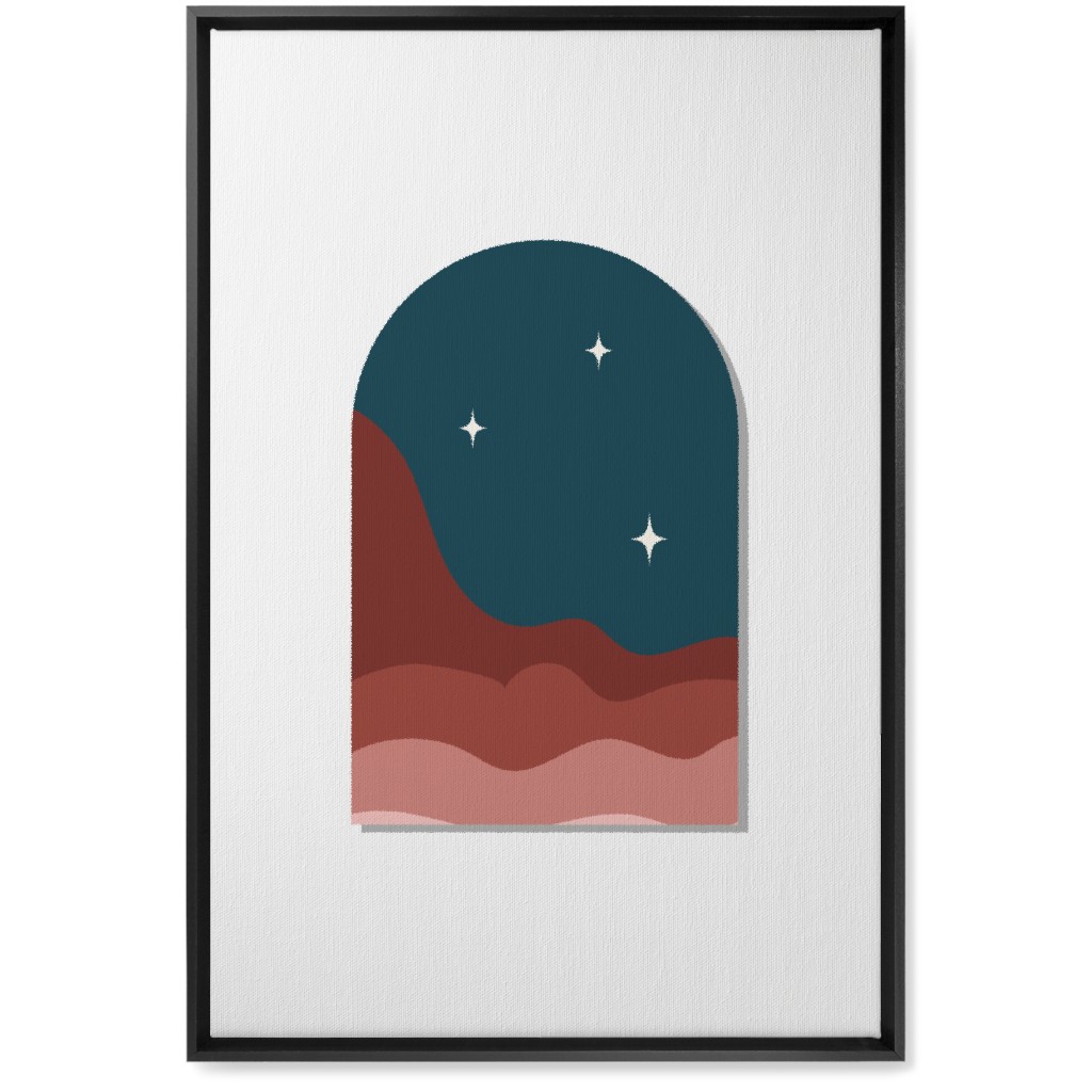 Abstract Landscapes in Windows Night Wall Art, Black, Single piece, Canvas, 20x30, Multicolor