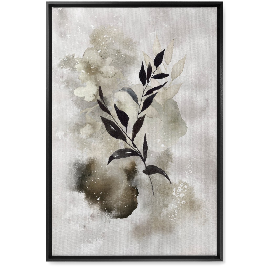 Watercolor Abstract Botanical Wall Art, Black, Single piece, Canvas, 20x30, Gray
