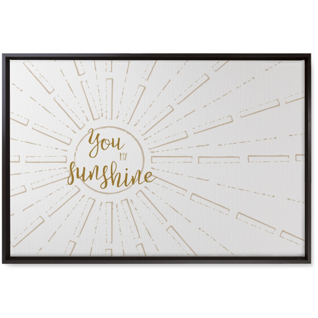You Are My Sunshine - White and Golden Wall Art, Black, Single piece, Canvas, 20x30, Yellow, Classic Yellow