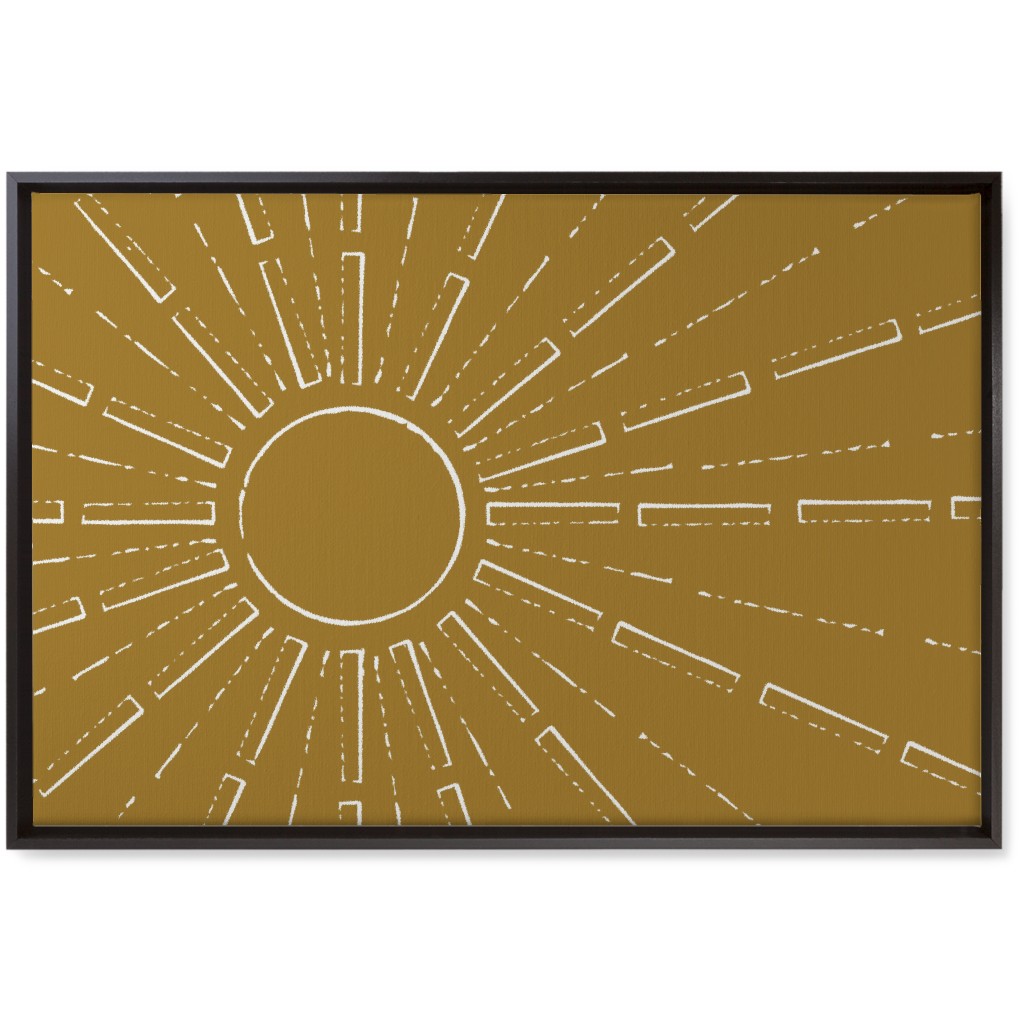 Midcentury Sunburst Wall Art, Black, Single piece, Canvas, 20x30, Yellow