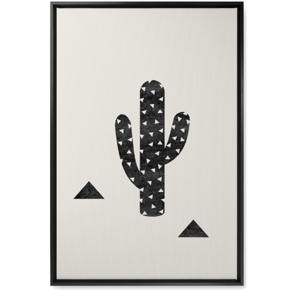 Cactus - Black and White Wall Art, Black, Single piece, Canvas, 20x30, Beige