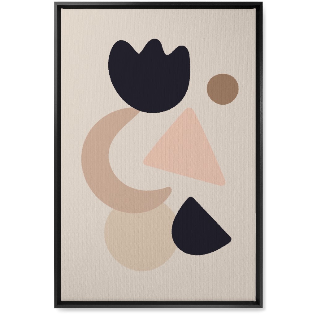 Abstract Shape Collage - Neutral Wall Art, Black, Single piece, Canvas, 20x30, Beige, Pearl