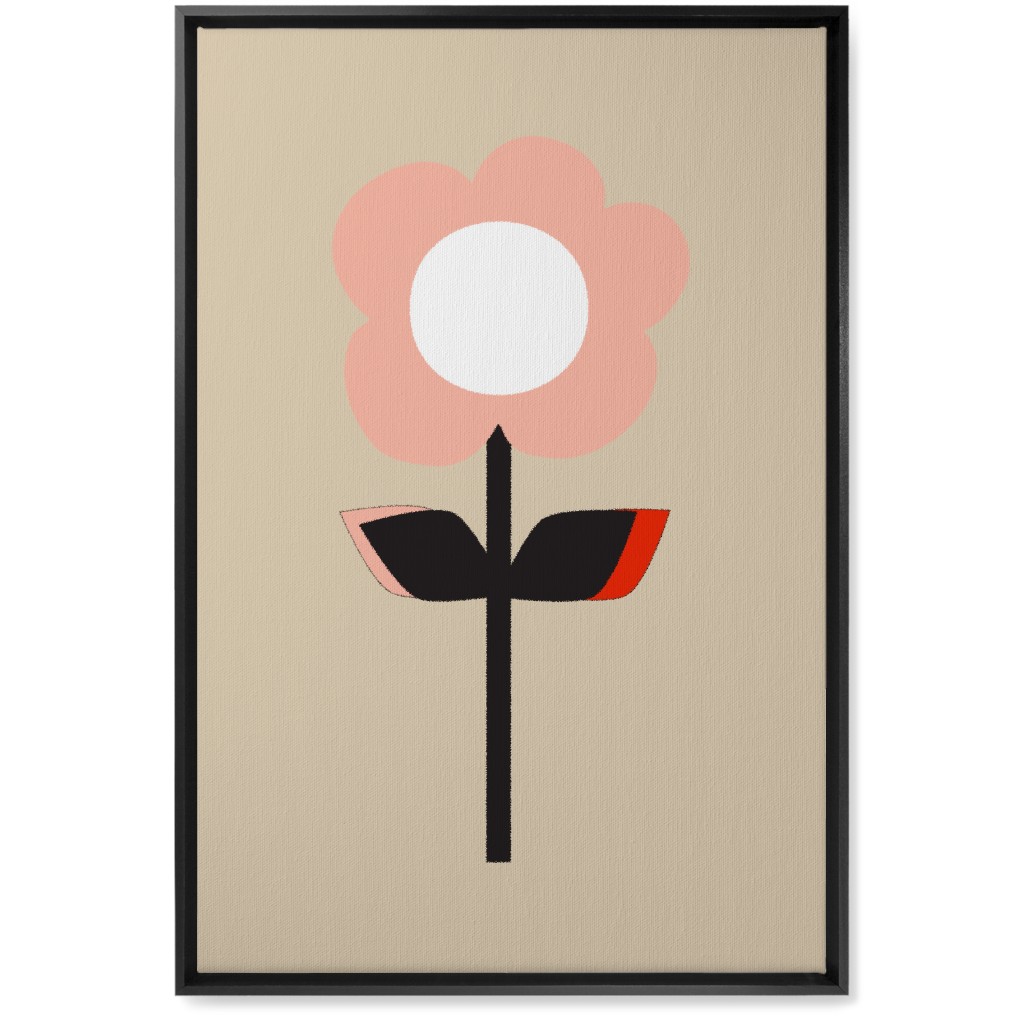 Retro Flower Wall Art, Black, Single piece, Canvas, 20x30, Pink, Fair Weather