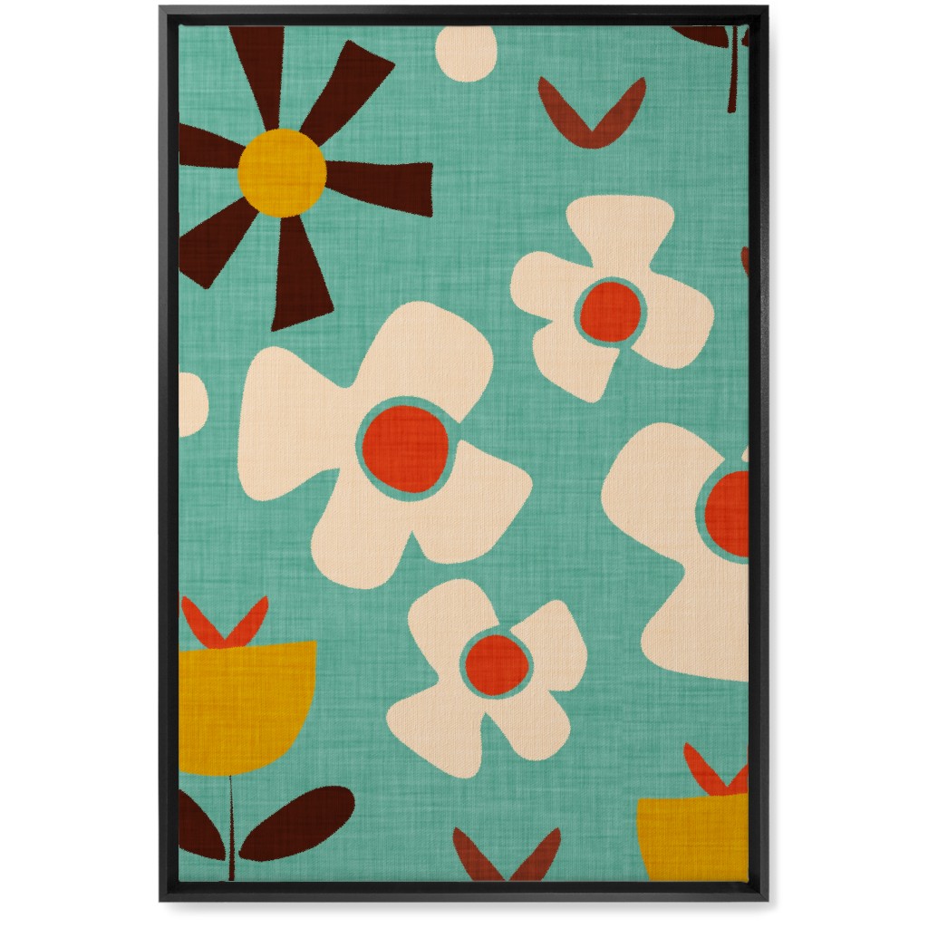 Groovy Flowers Wall Art, Black, Single piece, Canvas, 20x30, Multicolor, Sea