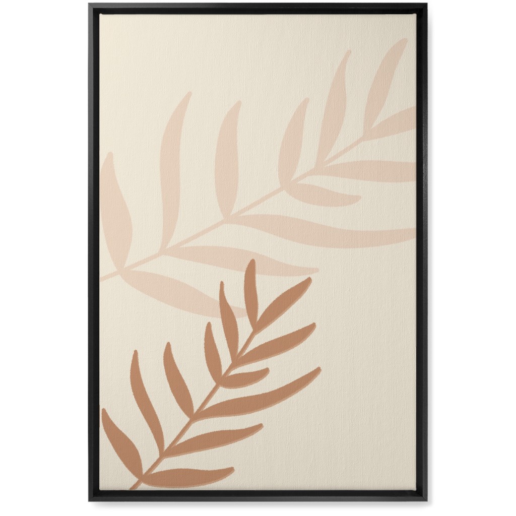 Fern Leaves in Neutral Earth Tones Wall Art, Black, Single piece, Canvas, 20x30, Beige, Cream