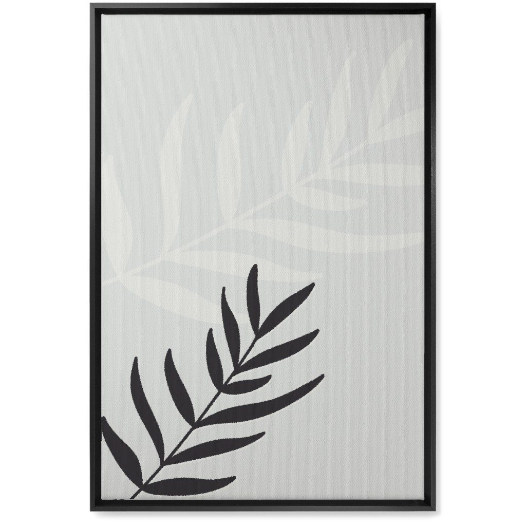 Fern Leaves in Neutral Earth Tones Wall Art, Black, Single piece, Canvas, 20x30, Gray, Silver Lining