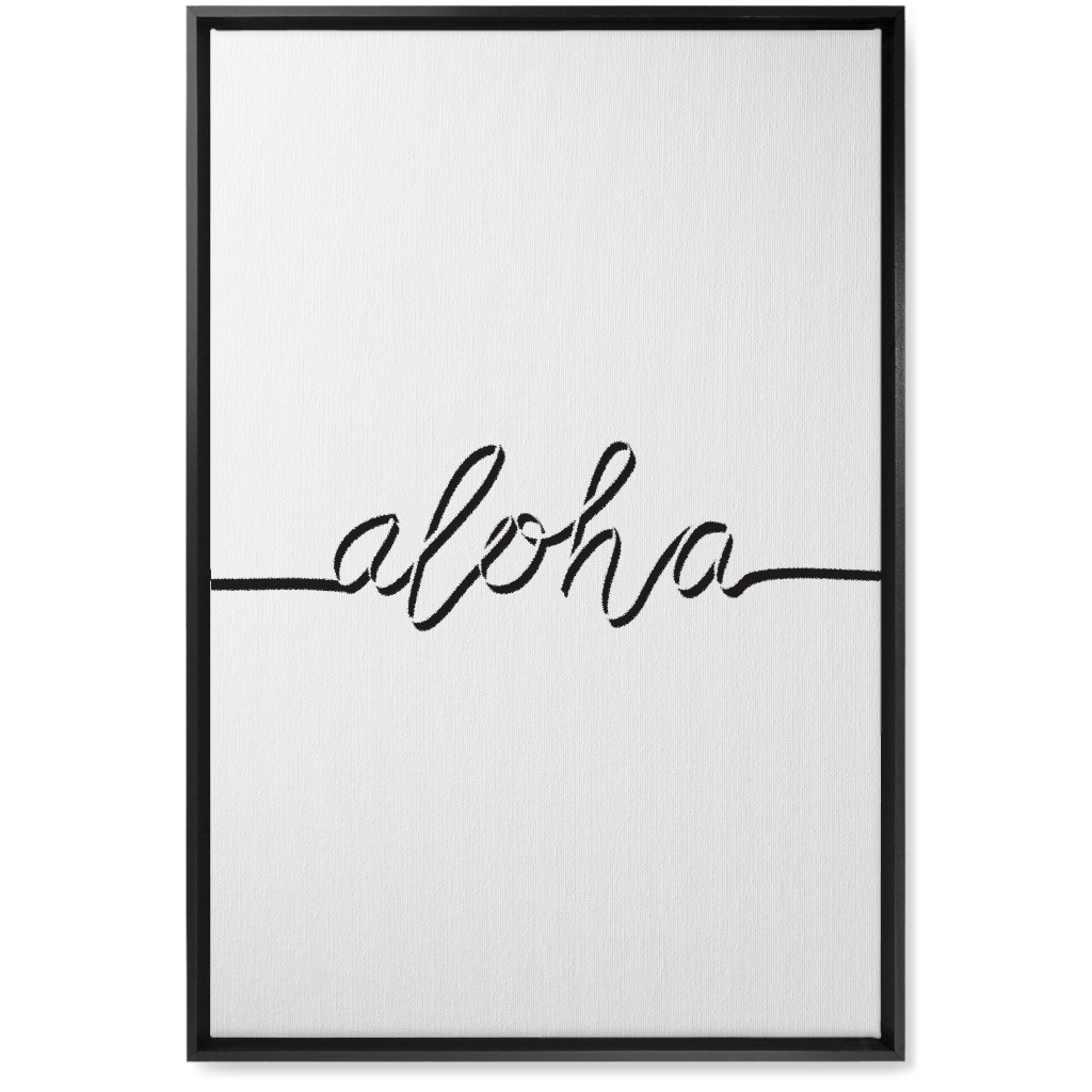 Aloha Script - Black and White Wall Art, Black, Single piece, Canvas, 20x30, White