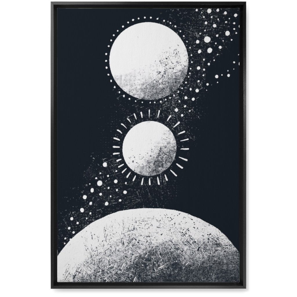 Moonrise Planets - Dark Wall Art, Black, Single piece, Canvas, 20x30, Black