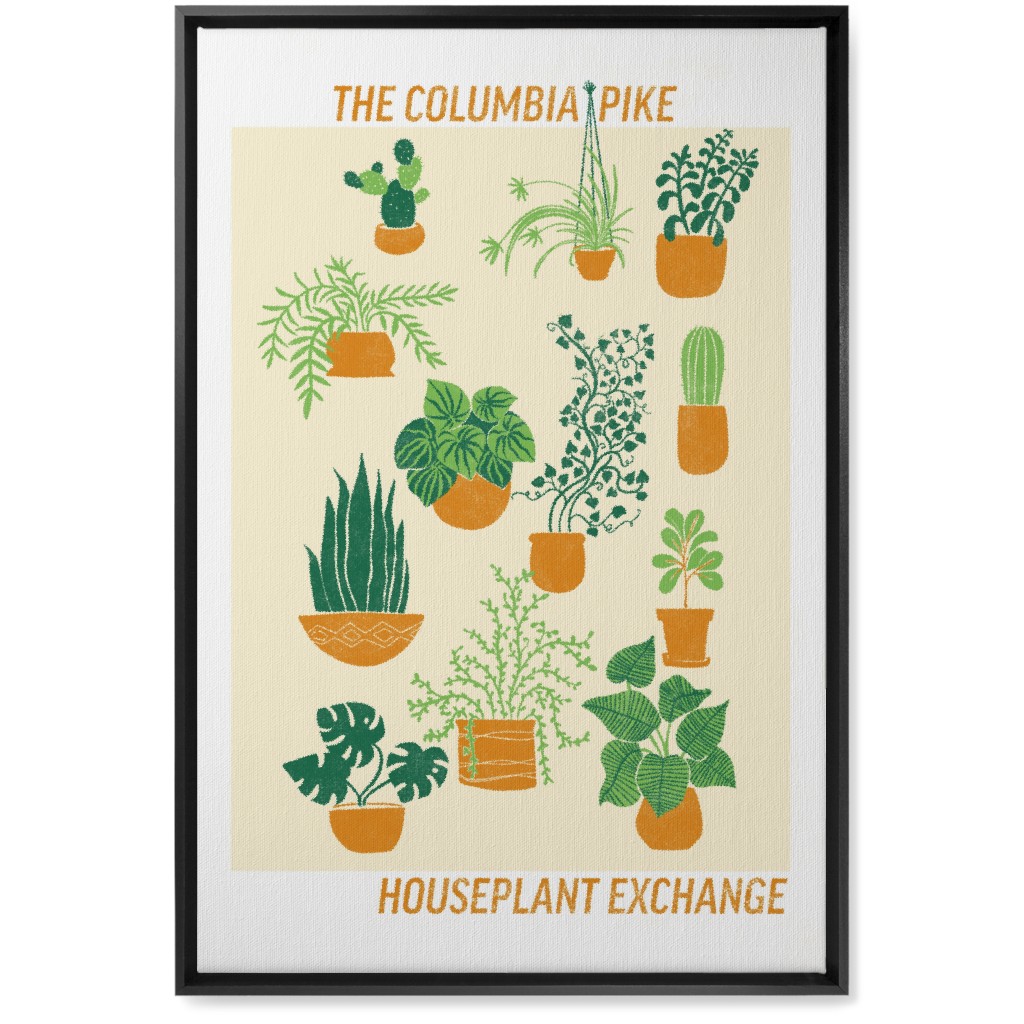 Houseplant Exchange - Green and Cream Wall Art, Black, Single piece, Canvas, 20x30, Green
