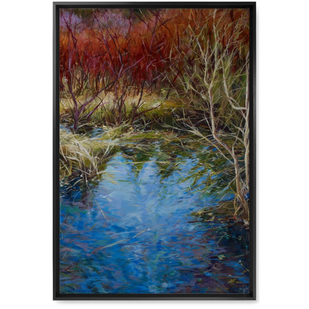 Autumn Red Painting Wall Art, Black, Single piece, Canvas, 20x30, Green, Classic Green