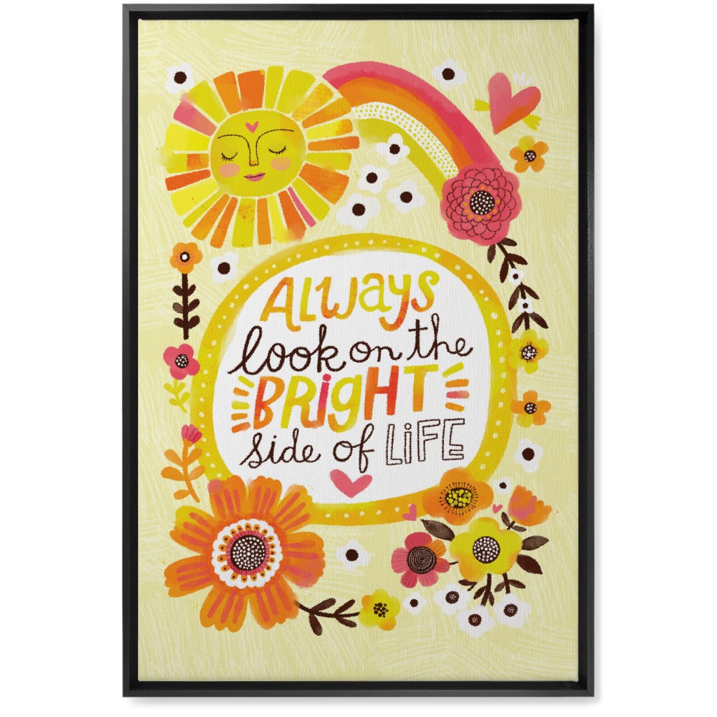 Always Look on the Bright Side of Life - Yellow Wall Art, Black, Single piece, Canvas, 20x30, Yellow