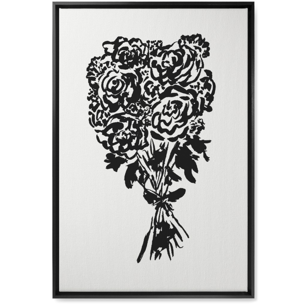 Summer Bouquet Wall Art, Black, Single piece, Canvas, 20x30, White