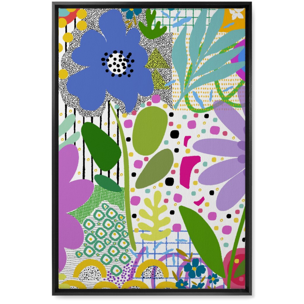 Fiesta Floral - Multi Wall Art, Black, Single piece, Canvas, 20x30, Multicolor