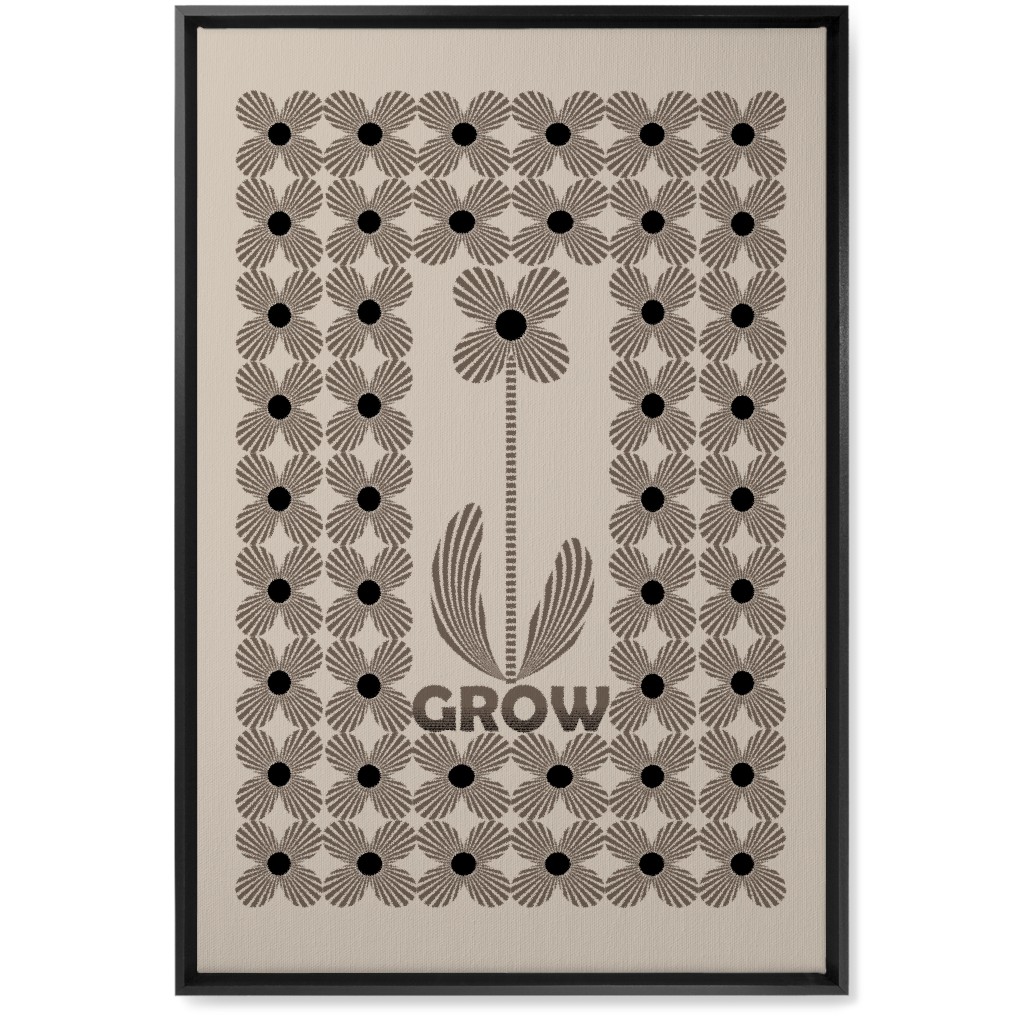 Grow Modern Flower - Beige and Black Wall Art, Black, Single piece, Canvas, 20x30, Beige