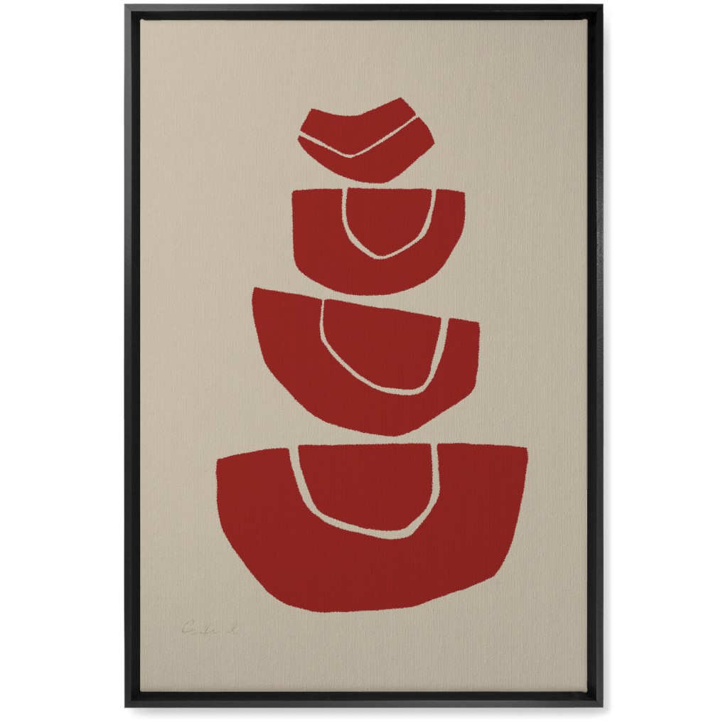 Geometric Stack Abstract Wall Art, Black, Single piece, Canvas, 20x30, Red, Cinnamon