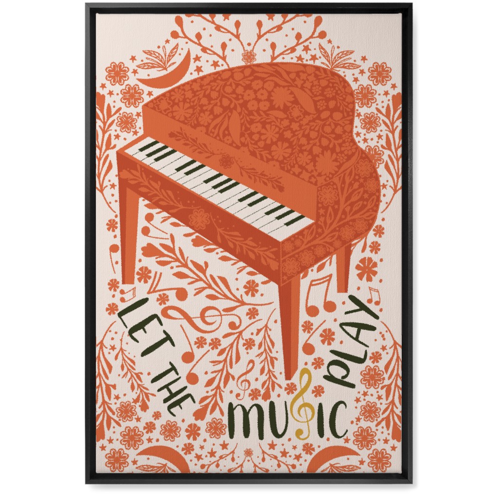 Let the Music Play - Red Wall Art, Black, Single piece, Canvas, 20x30, Pink