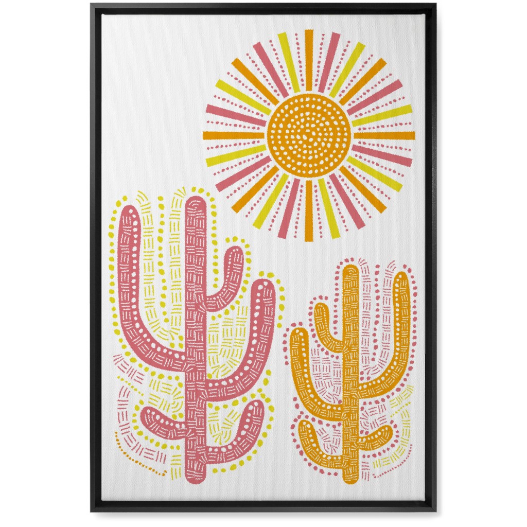 Boho Cactus and Sunny Summer - Warm Wall Art, Black, Single piece, Canvas, 20x30, Multicolor