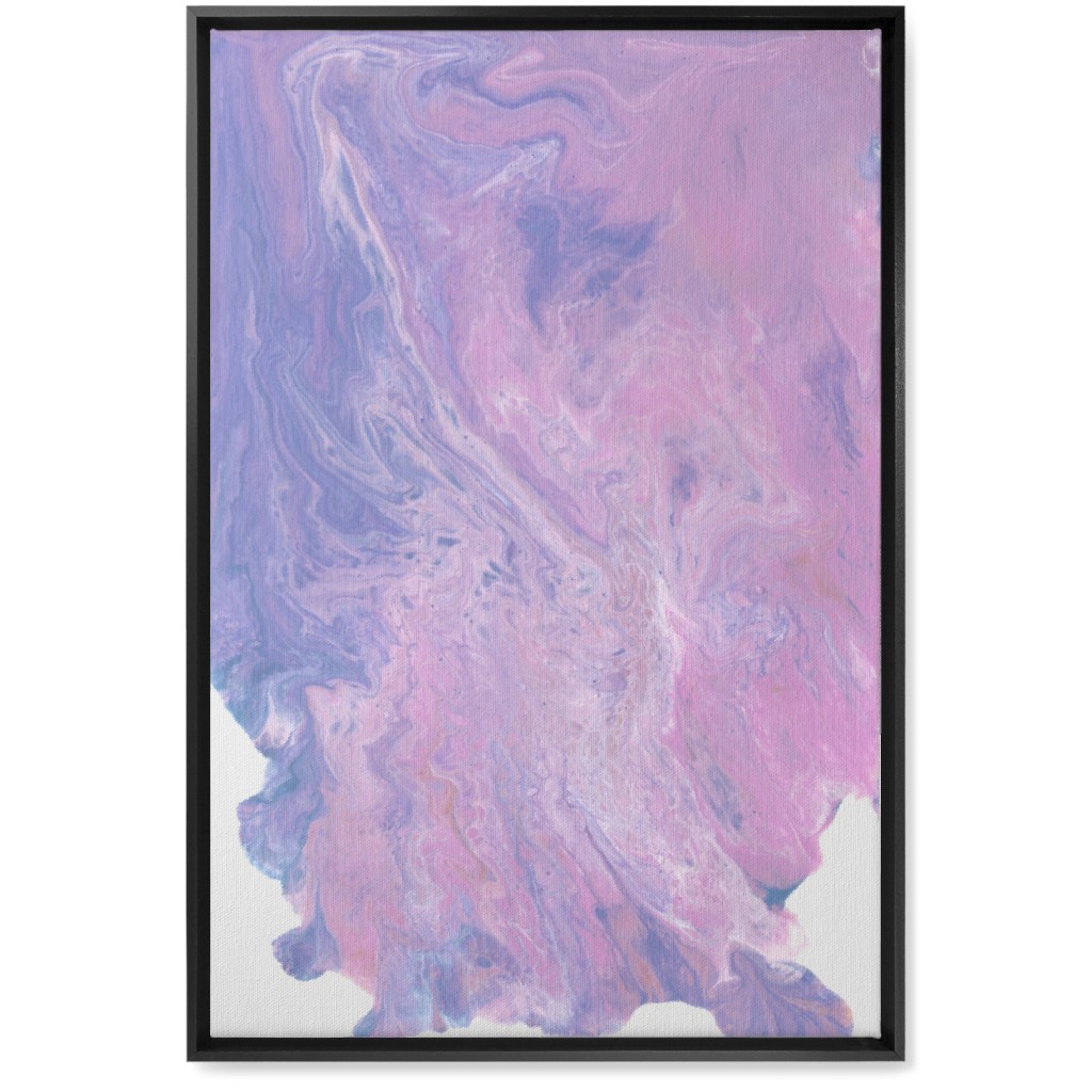 Acrylic Pour Abstract - Purple and Pink Wall Art, Black, Single piece, Canvas, 20x30, Purple