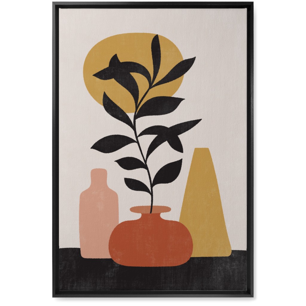 Earthen Mantel - Terracotta Wall Art, Black, Single piece, Canvas, 20x30, Orange