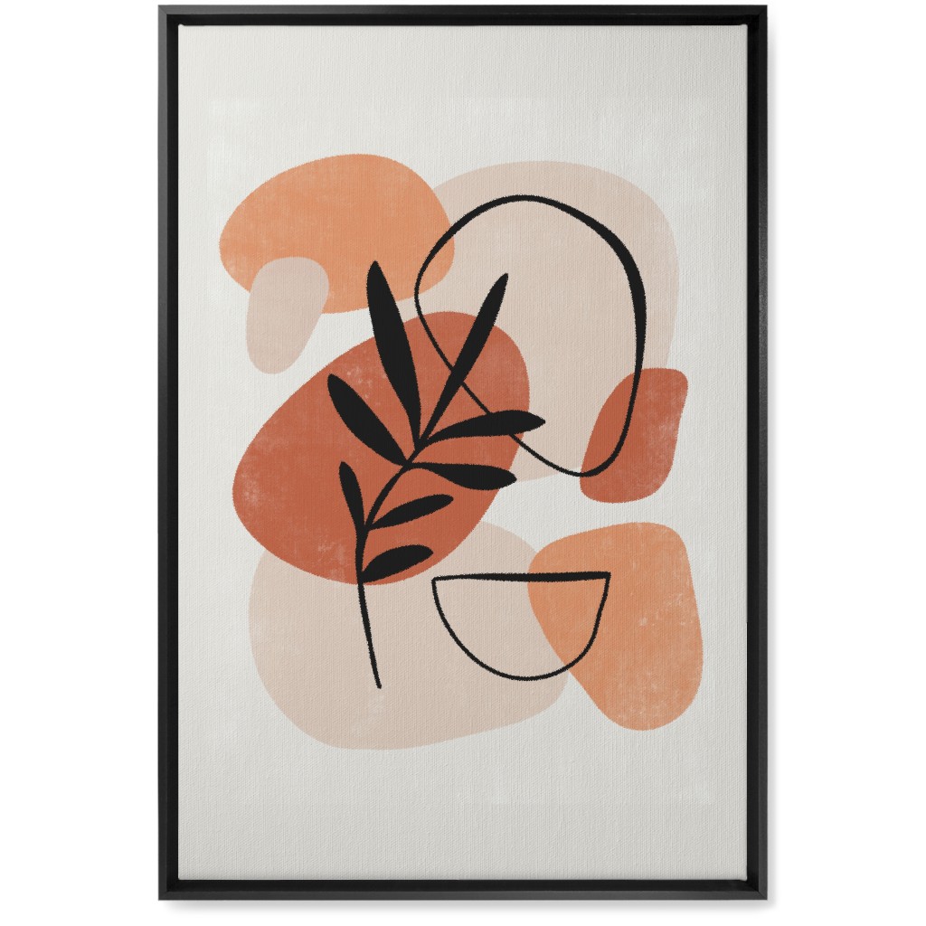 Abstract Frond - Terracotta and Ivory Wall Art, Black, Single piece, Canvas, 20x30, Beige, Pearl