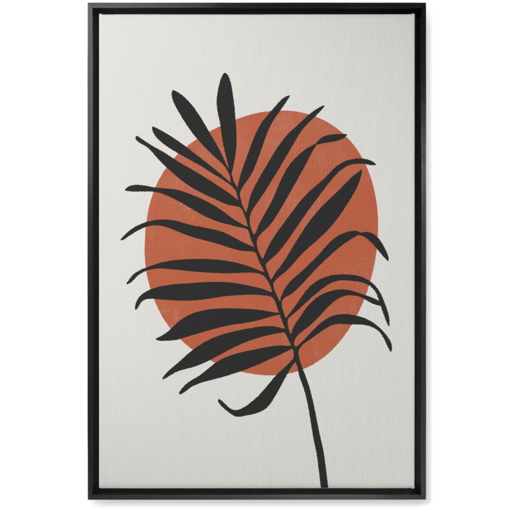 Abstract Leaf Frond - Terracotta and Ivory Wall Art, Black, Single piece, Canvas, 20x30, Brown