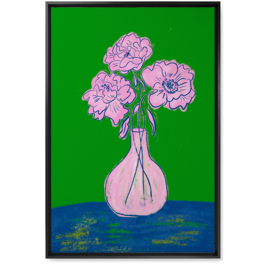 Party Florals - Multi Wall Art, Black, Single piece, Canvas, 20x30, Green