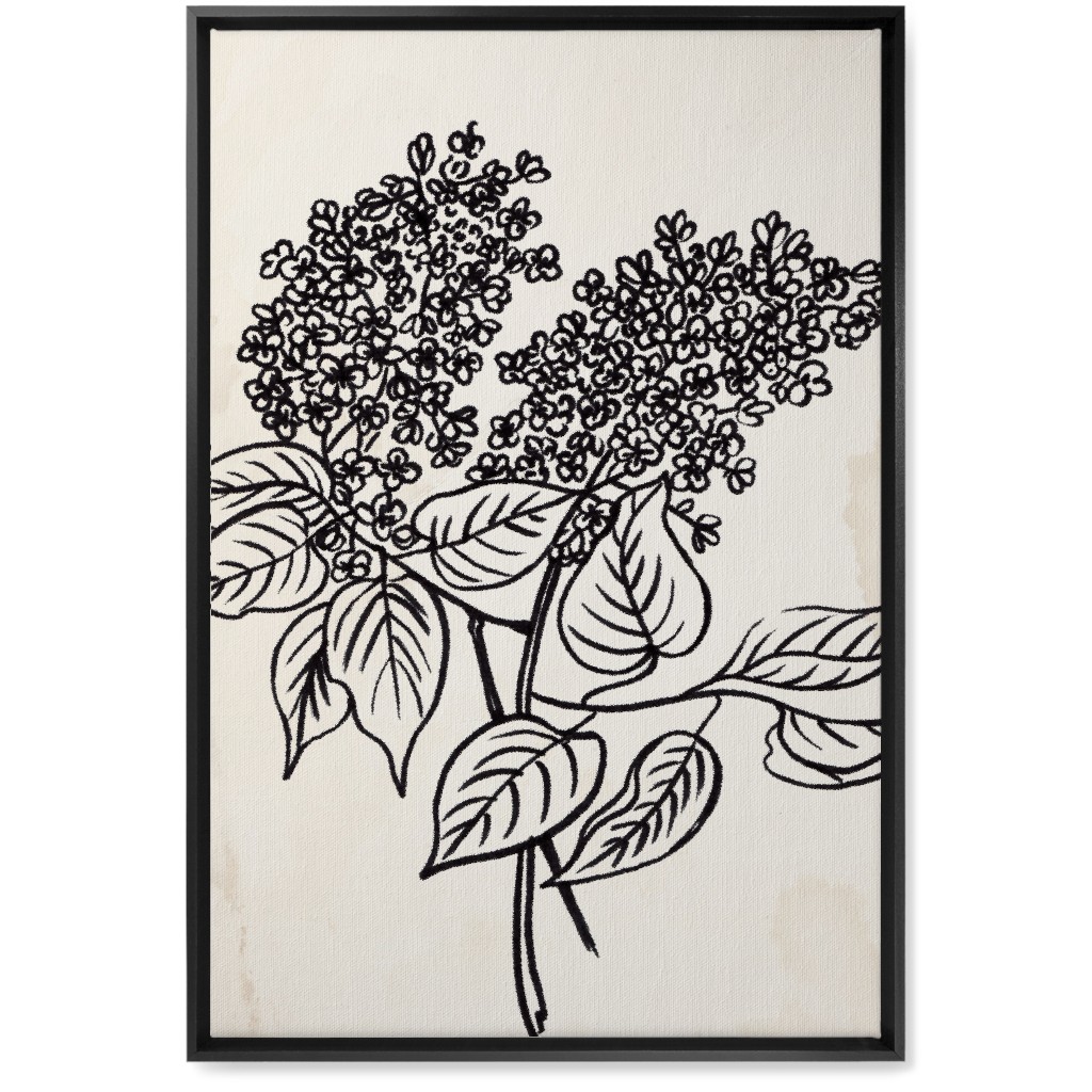 Vintage Lilac Sketch - Beige and Black Wall Art, Black, Single piece, Canvas, 20x30, Beige