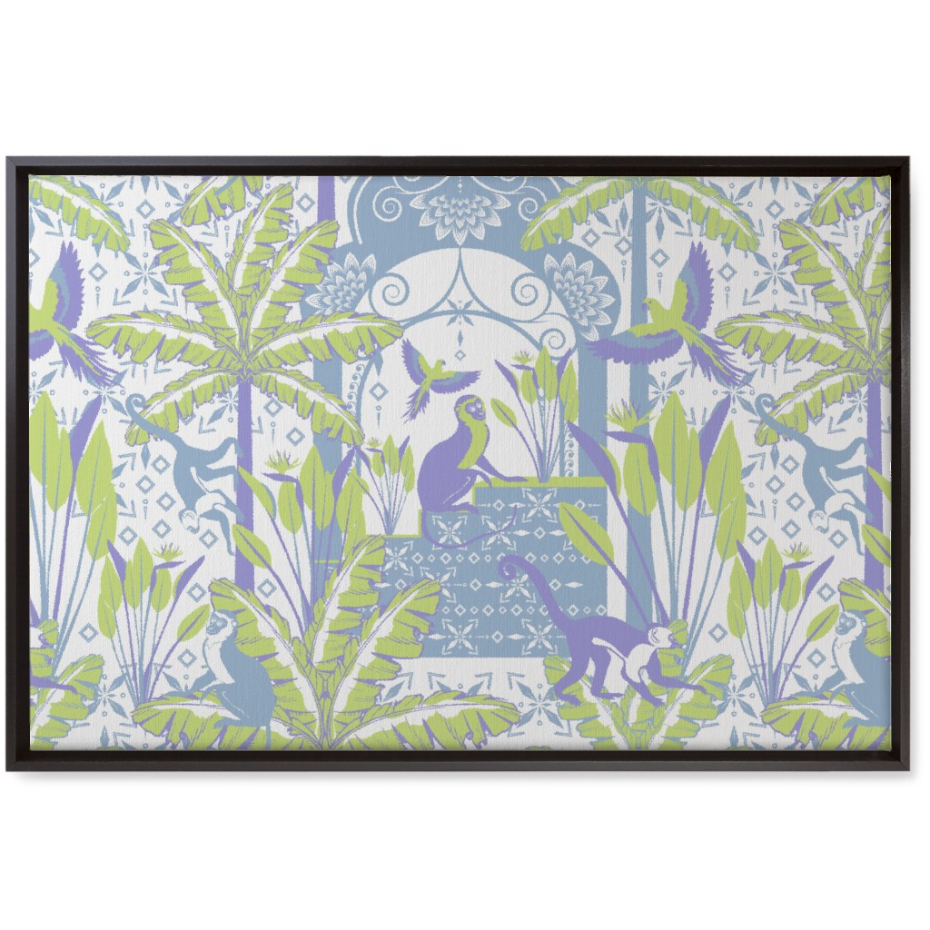 Exotic Tropical Garden Wall Art, Black, Single piece, Canvas, 20x30, Green, Sage