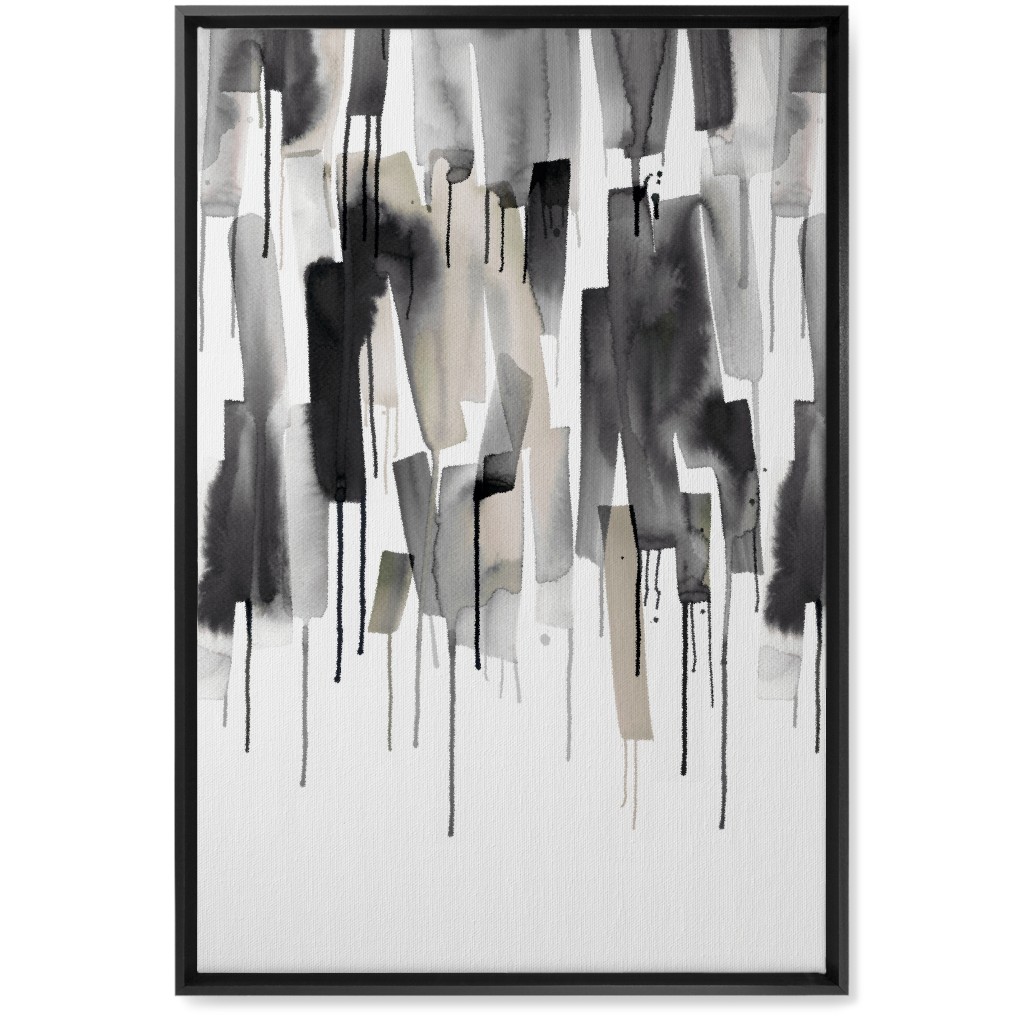 Watery Stripes Wall Art, Black, Single piece, Canvas, 20x30, Gray, Smoke