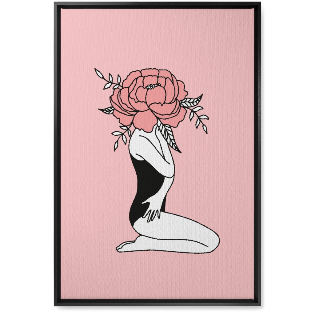 Modern Feminine Abstract - Pink Wall Art, Black, Single piece, Canvas, 20x30, Pink